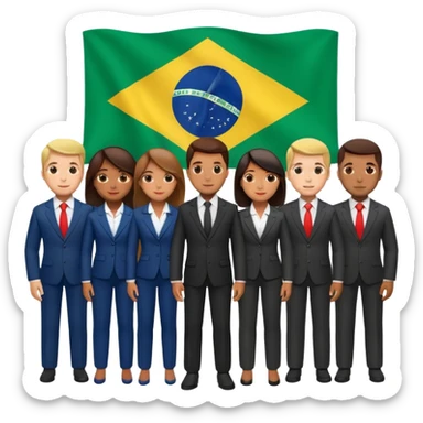 agora imagem com vários empresários e no fundo a bandeira do brasil sticker