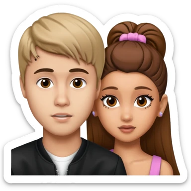 Justin Bieber with Ariana Grande sticker