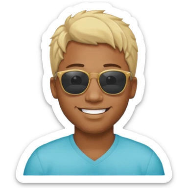 Black man hair smiling with blonde in love at ocean  sticker