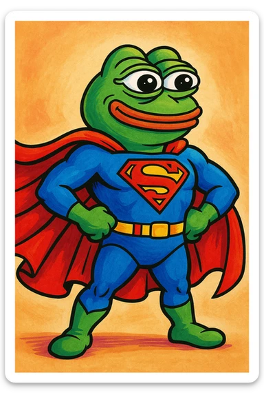Pepe the Frog as a superhero with cape sticker