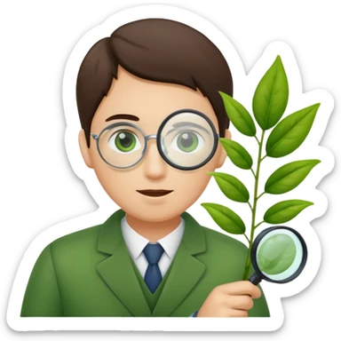 eine Pflanze mit einer Lupe kontrolliert bzw gecheckt wird ohne mensch sticker