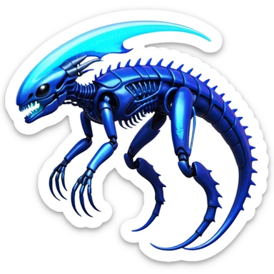 A colorful shiny futuristic neon-glowing iridescent bioluminescent xenomorph-genesect-miraidon-hybrid sticker