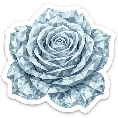 Transform the frozen rose emoji into a diamond-like appearance while preserving the emoji style. Remove the background to isolate the subject. sticker