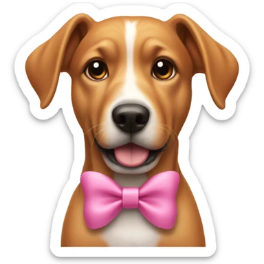 Dog wearing a pink bow sticker