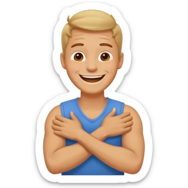 Arms crossed holding neck laughing guy sticker