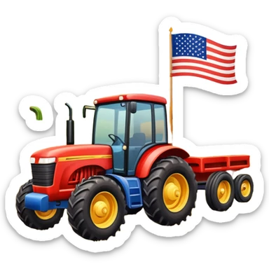 Fall hay bale trailer rides with USA flag on tractor sticker