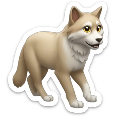 Un chat sur un loup sticker