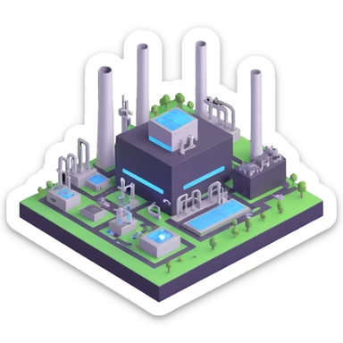 Futuristic semiconductor factory with Saudi Arabian elements sticker