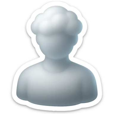 A person's shoulders and head made entirely of fluffy white convex clouds sticker