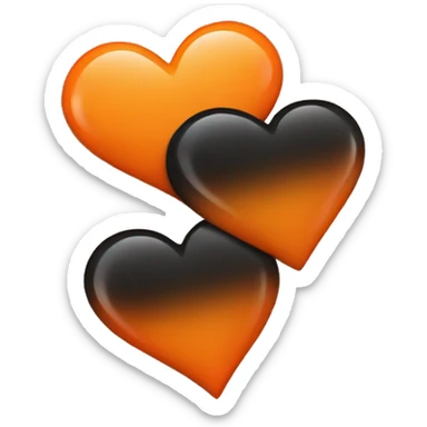 One side Orange and one side black heart  sticker