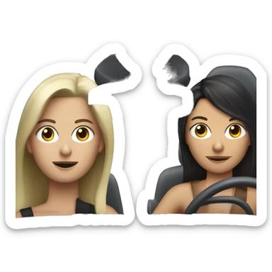 blonde girl and brunette(like kurdish guys and more brunette hair black) guy driving a Porsche 911 sticker