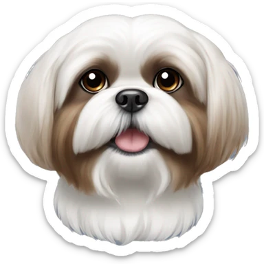 white shih tzu face with brown ears sticker