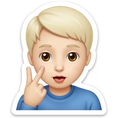 face with neutral expression, no tongue, two index fingers gently pressing on cheeks, playful and cute sticker