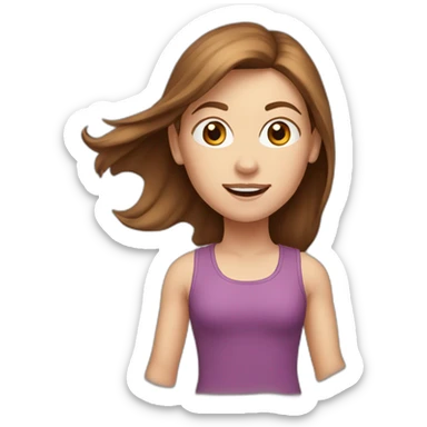 white-girl-running, brown-hair sticker