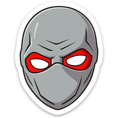 evil burglar with black and red face mask sticker