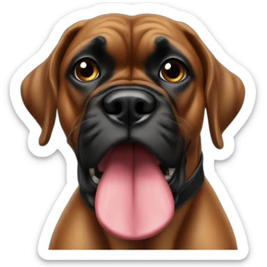 German boxer with an extra large tongue, black face sticker