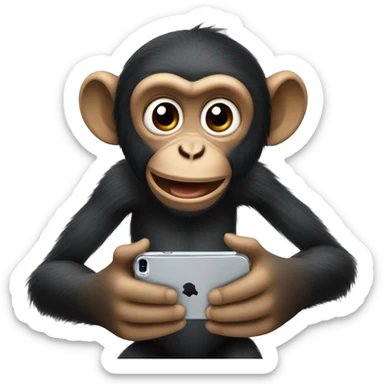 Monkey playing with iPhone  sticker