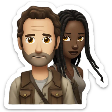 Rick grimes avec michonne grimes sticker