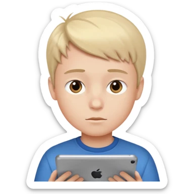 boy looking at an ipad sticker