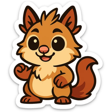 cute gibberling character, chibi proportions, big eyes, soft fur, friendly expression sticker