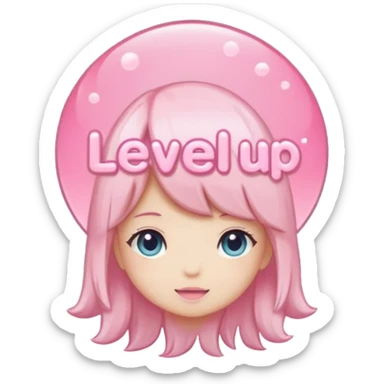 A sticker saying level up .. more a simple soft girl vibe  sticker