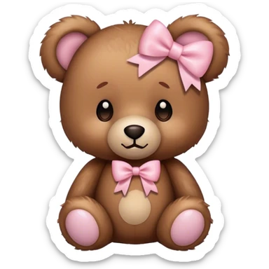 Teddy bear with light pink bow  sticker
