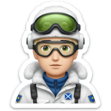 Finnish modern soldier with white snow uniform. with night vision goggles sticker