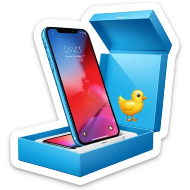 shiny new phone in a retail box sticker