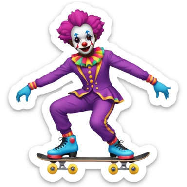 skater clown skating black sticker