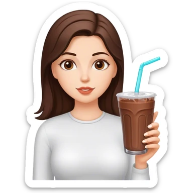 White girl brunette drinking chocolate shake healthy sticker