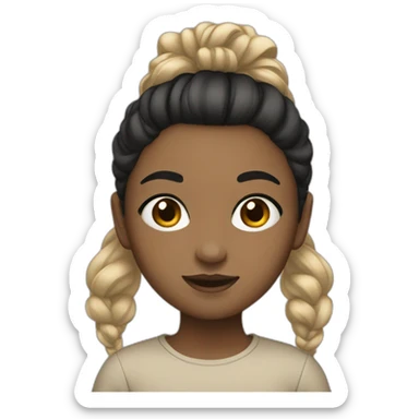 Girl,Beige,black Twin Tail Hair sticker