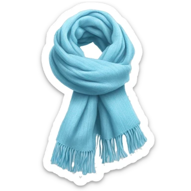 Realistic light blue winter scarf isolated. sticker