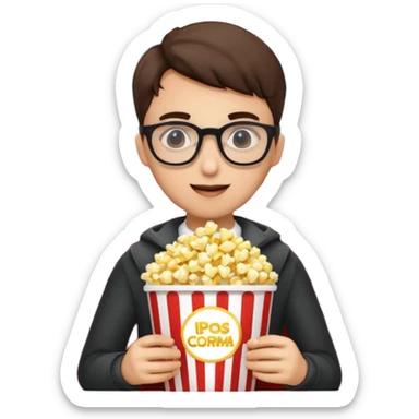 Movies cinema glasses and popcorn sticker