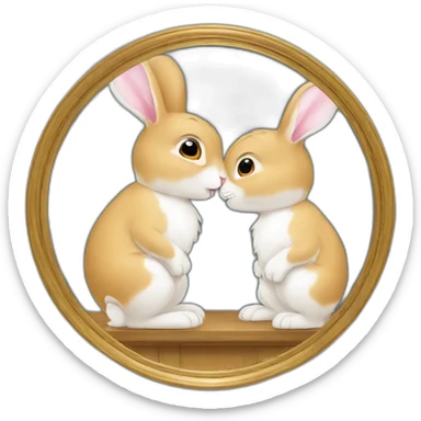 rabbit kissing a miror sticker