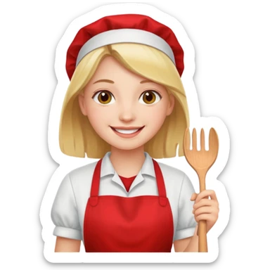 girl red apron sticker