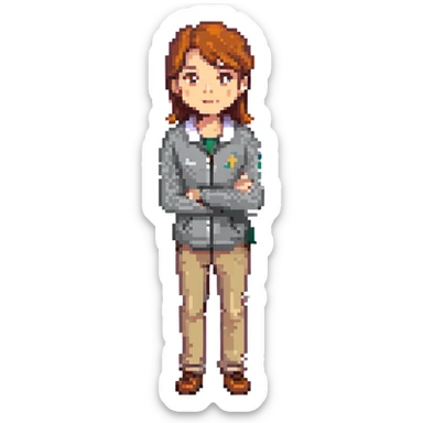 pixel art of a coach giving instructions, animated pose sticker
