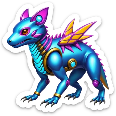  exotic tropical cyber-Protogen-Fakémon-Vernid-creature (full body) sticker