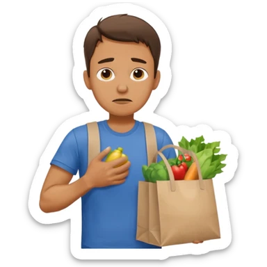 Hombre cargando bolsas de supermercado con dificultad sticker