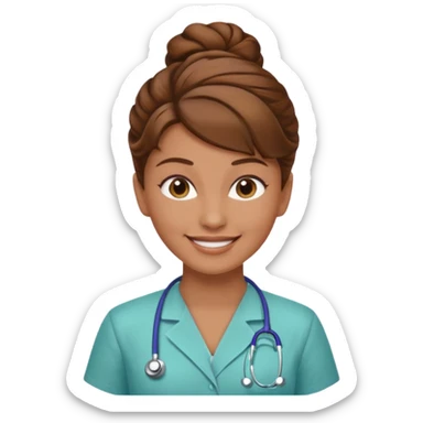 healthcare instructor standing up brown hair updo sticker