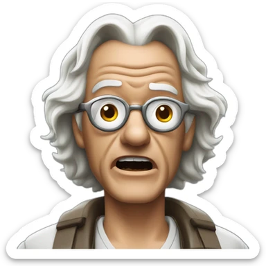 Doc brown from back to the future looking shocked and his mouth wide open. sticker