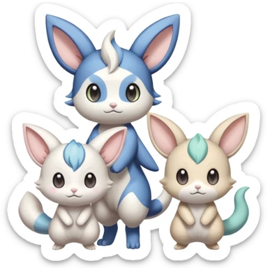 Pastel cute innocent Meowstic-Meloetta-Minccino-Delcatty-Pachirisu-fusion sticker