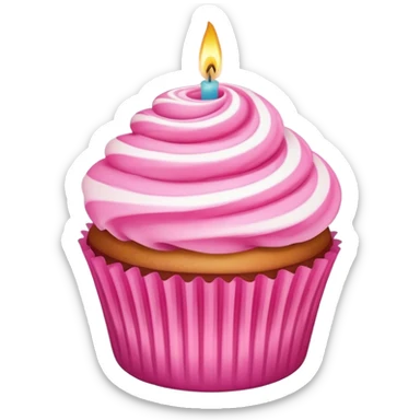 Pink swirl cupcake with candle sticker