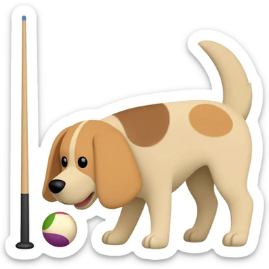 A dog playing pool sticker