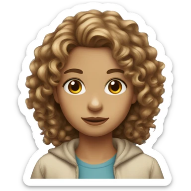 Girl long curly brown hair hazel eyes  sticker