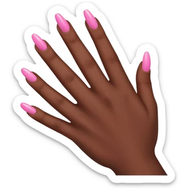 Main avec faux ongle rose sur main black sticker