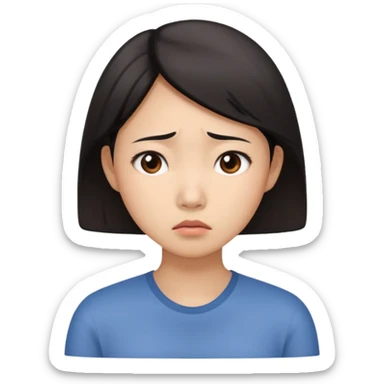 worried asian woman sticker