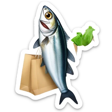 Sardines holding shopping bags sticker