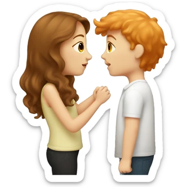 Brown hair girl kissing ginger guy sticker