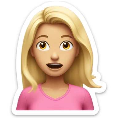 Shocked blonde girl in pink top sticker
