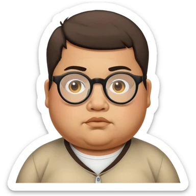 fat mexican kid with glasses and edgar haircut  sticker